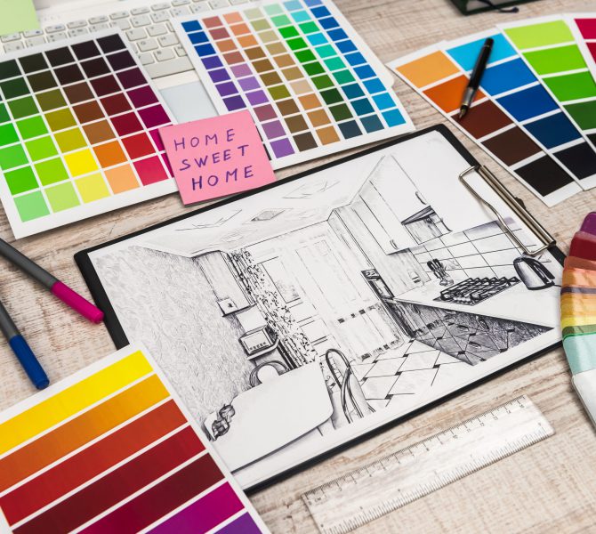 Modern,Drawing,Pencil,Sketch,Of,A,Room.,Interior,Design,Projects
